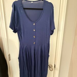 Blue Button-Front Dress